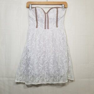 Urban Outfitters Pins and Needles strapless mini dress ivory size S small lace